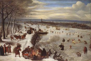 魯卡斯 凡 瓦肯博赫 View of Antwerp with the Frozen Schelde